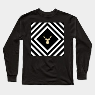 Abstract geometric pattern - Deer - black, beige and white. Long Sleeve T-Shirt